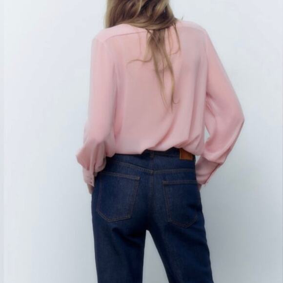 ZARA Sheer Ecru Off-White Long Sleeve Blouse 3564/192/712 - Picture 8 of 8